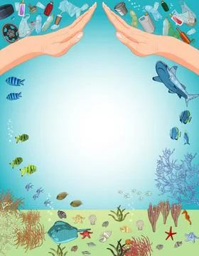 The concept of ecological catastrophe of garbage in the ocean. Stock Illustration