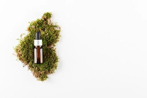 Concept of ecological cosmetics without plastic in glass bottles Stock Photos