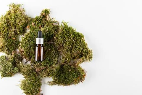 Concept of ecological cosmetics without plastic in glass bottles Stock Photos