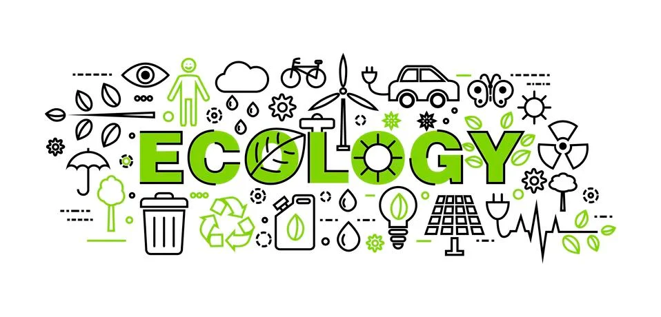 Concept of ecology problem, generation and saving green energy Stock Illustration