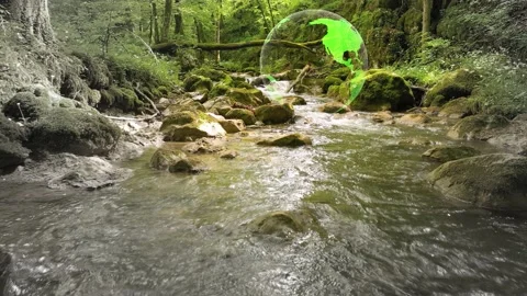Concept ecology with river and earth planet animation Stock Footage 229619002