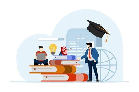 Concept of education, knowledge, book library, reference literature and books. Ilustración de archivo