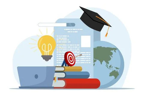 Concept of education, knowledge, book library, reference literature and books. Stock Illustration