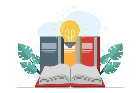 Concept of education, knowledge, book library, reference literature and books. Ilustración de archivo