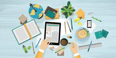 Concept of education process on workplace Stock Illustration