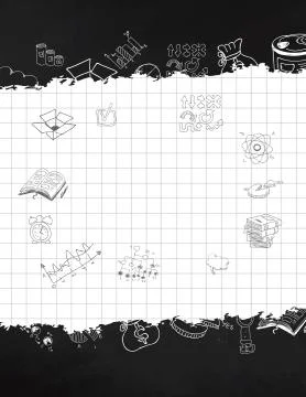 Concept of education. School background with hand drawn school supplies and c Stock Illustration