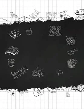 Concept of education. School background with hand drawn school supplies and c Stock Illustration