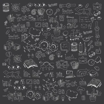Concept of education. School background with hand drawn school supplies. Illustrazione stock