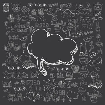 Concept of education. School background with hand drawn school supplies. Stock Illustration
