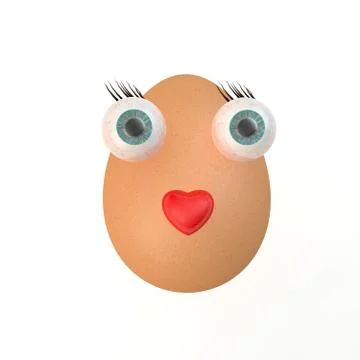 The concept of eggs with eyes on white background Stock Illustration