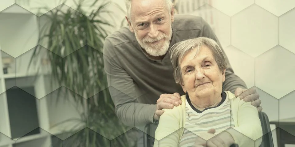 Concept of elderly support, geometric pattern Foto stock