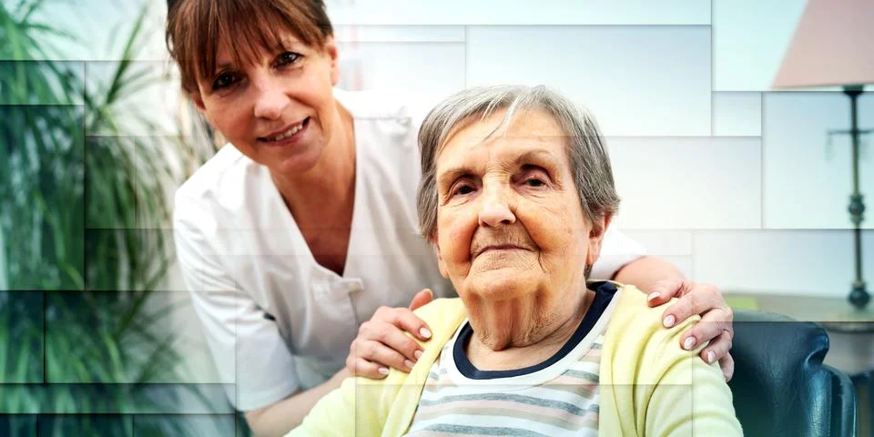 Concept of elderly support, geometric pattern Foto stock