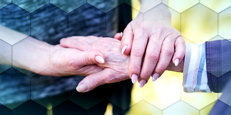 Concept of elderly support, geometric pattern Foto stock