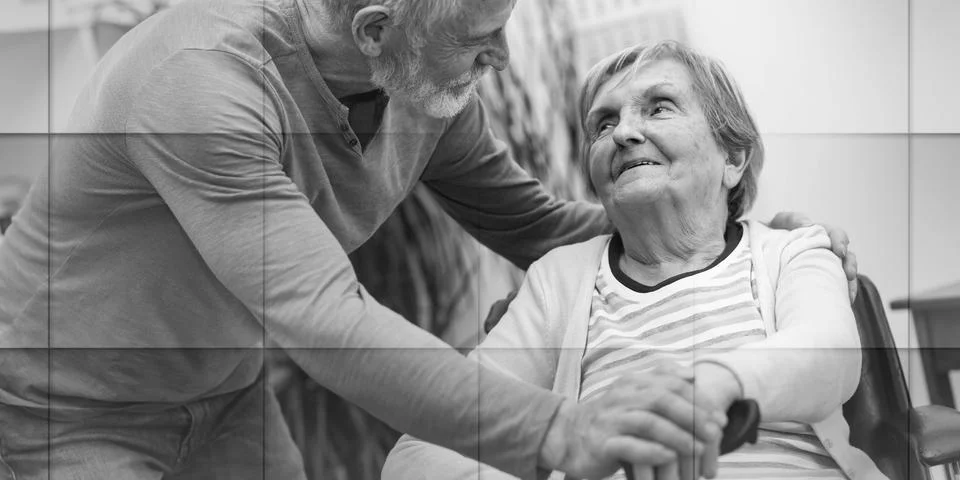 Concept of elderly support, geometric pattern Foto stock