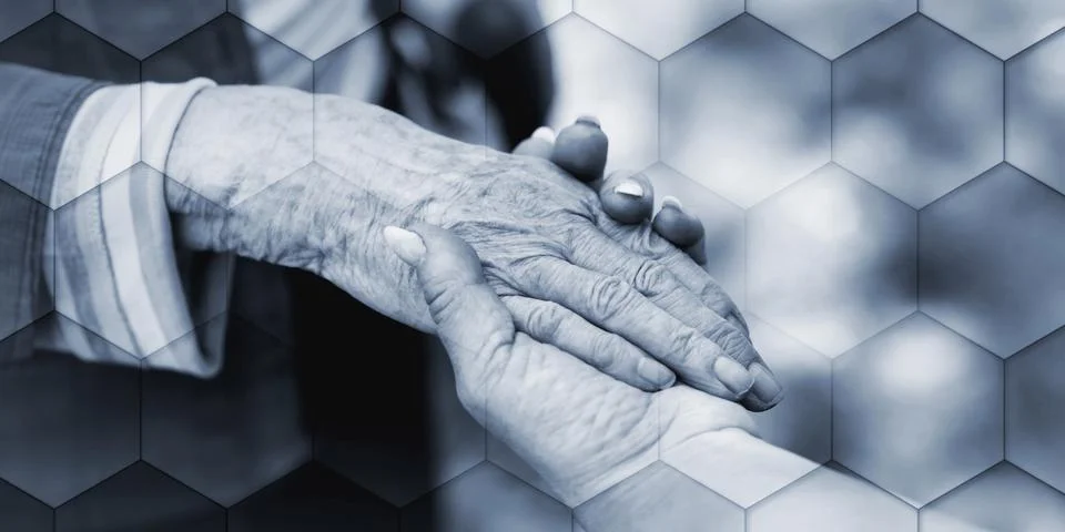 Concept of elderly support, geometric pattern Stock Photos