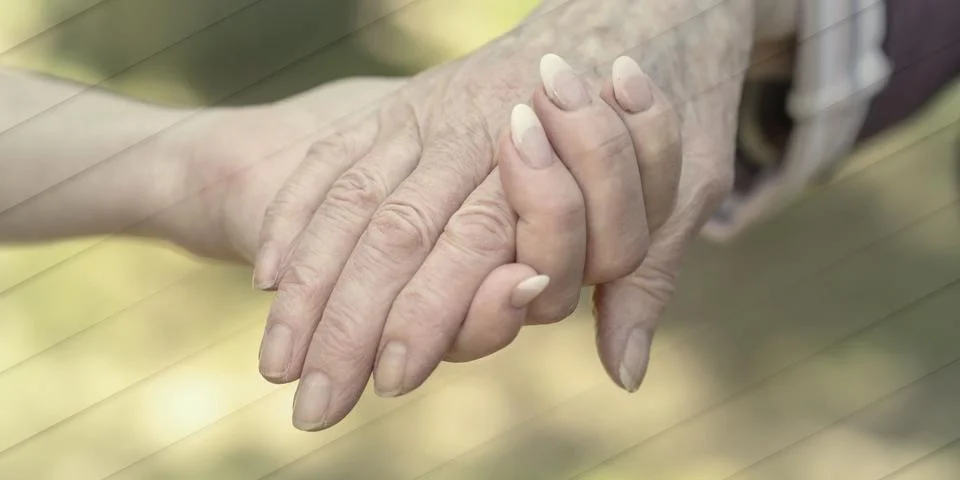 Concept of elderly support, geometric pattern Foto stock