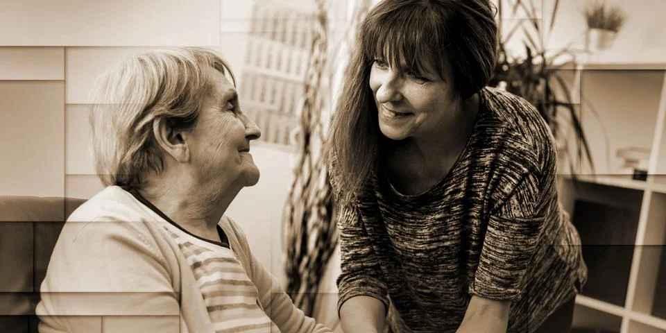 Concept of elderly support, geometric pattern Stock Photos