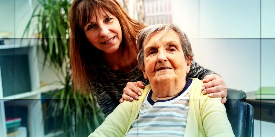 Concept of elderly support, geometric pattern Stock Photos