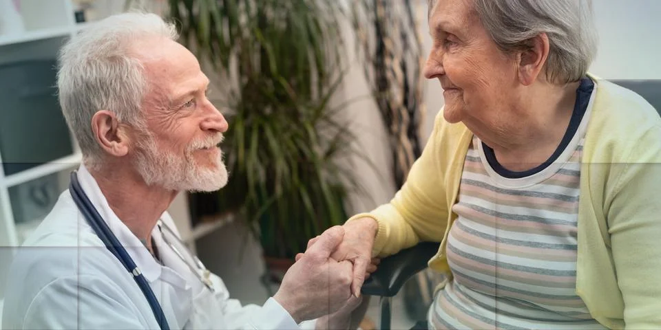 Concept of elderly support, geometric pattern Stock Photos