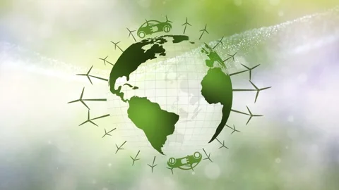 Concept electric car environment earth globe animation Vídeo Stock 338305529