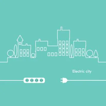 Concept electric circuit city. Vector flat design Stock Illustration