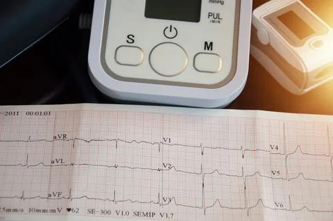 Concept of electrocardiogram, abnormal heart function detection, annual hea.. Stock Photos