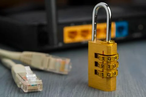 The concept of electronic security. Data encryption. wi-fi router in the ba.. Stock-Fotos