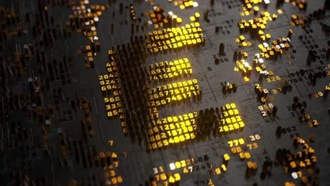 The concept of electronic transactions. Digital euro. Currency. Euro logo Stock Footage 186956844