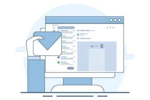 Concept of Email inbox or new email notification. email notification on laptop. Stock Illustration