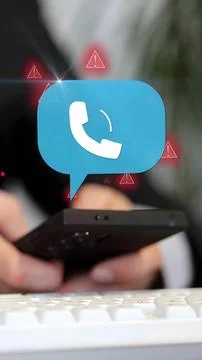 Concept of emergency call, urgent tech support, data breach, and cyber attack Stock Photos