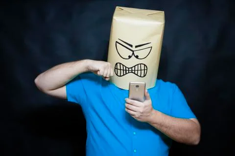 The concept of emotions. The expression on the face of a man means intense Stock Photos