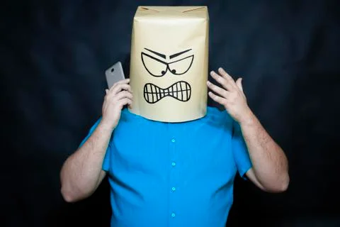 The concept of emotions. The expression on the face of a man means intense Stock Photos