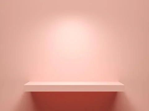 Concept empty illuminated showcase shelf 3D rendering Stock Illustration