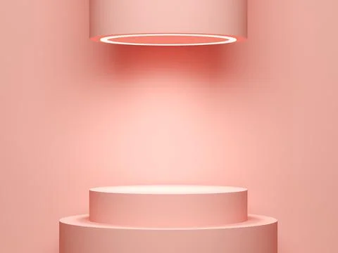 Concept empty illuminated showcase shelf 3D rendering Stock Illustration