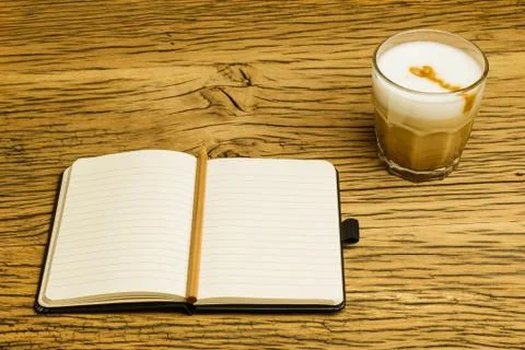 Concept empty notebook plan coffee Stock Photos
