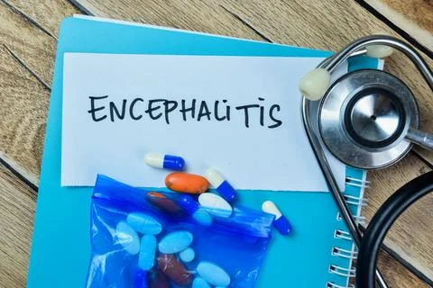 Concept of Encephalitis write on sticky notes with stethoscope Stock Photos