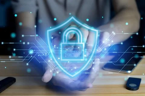 The concept of encryption, access code, online data protection Stock Photos