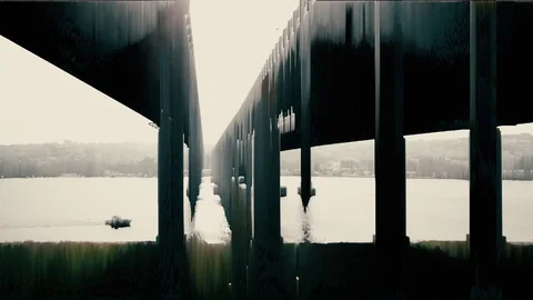 Concept: End of The World, Melting Concrete Bridge, Pixel Art Stock Footage