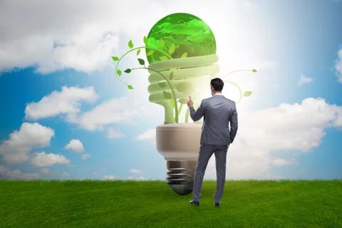 Concept of energy efficiency with lightbulb 스톡 사진