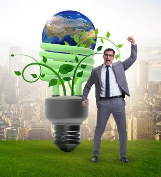 Concept of energy efficiency with lightbulb 스톡 사진
