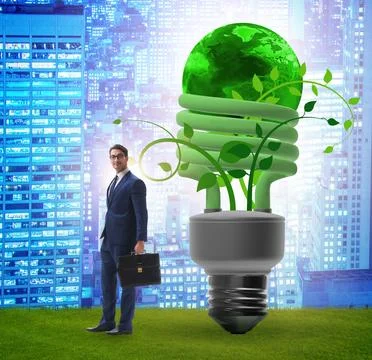 Concept of energy efficiency with lightbulb 스톡 사진