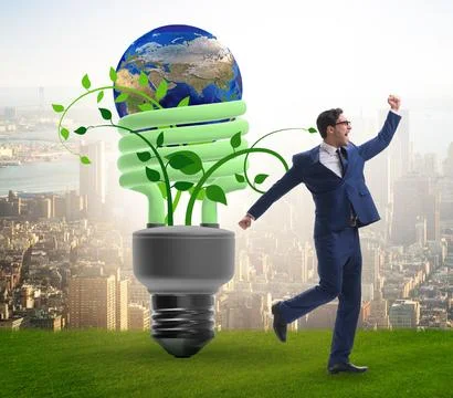 Concept of energy efficiency with lightbulb Stock Photos