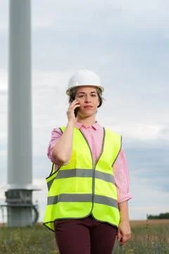 Concept of engineers and windmills Stock Photos