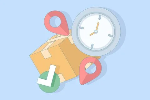 Concept of ensuring timely delivery through just-in-time Stock Illustration