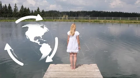 Concept environment with a earth globe and a people Stock Footage 322132428