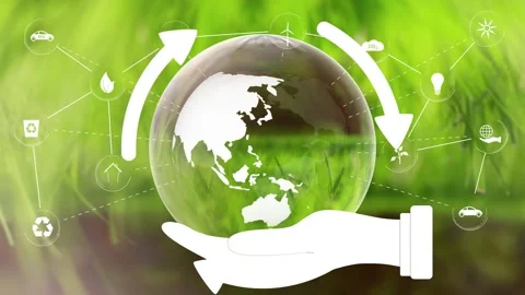 Concept environment green earth icon symbols looping Stock Footage 333215653