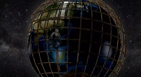 The concept of environmental policy. The globe is locked in a cage. The idea Stock Footage 264869260