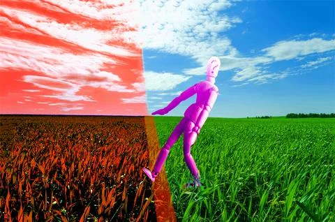 The concept of environmental pollution by various materials. Stock Photos