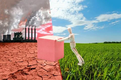 The concept of environmental pollution by various materials. Stock Photos