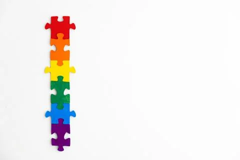 Concept of equality of different sexual segregations: LGBT pride flag, built  Stock Photos